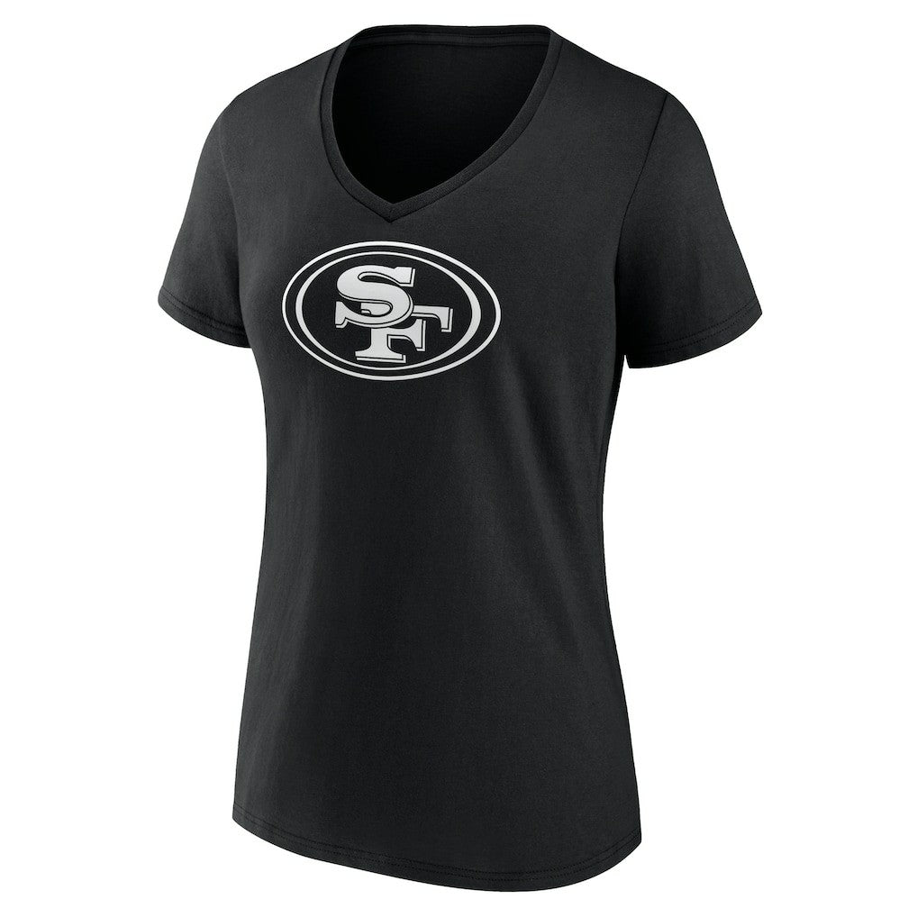 San Francisco 49ers Women's Personalized Name & Number Monochrome V-Neck T-Shirt Black - NFL
