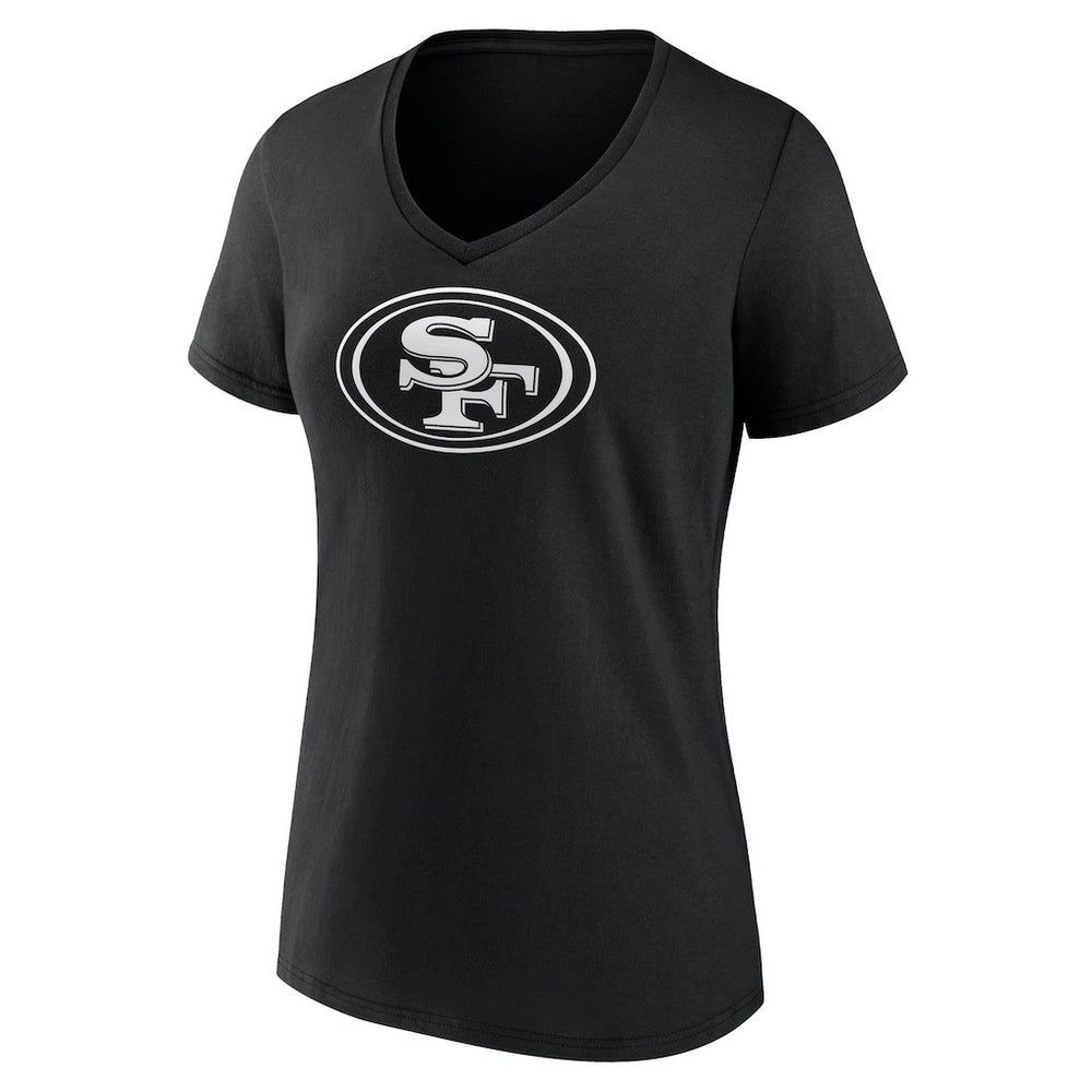 San Francisco 49ers Women's Personalized Name & Number Monochrome V-Neck T-Shirt Black - NFL