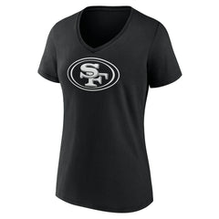 San Francisco 49ers Women's Personalized Name & Number Monochrome V-Neck T-Shirt Black - NFL
