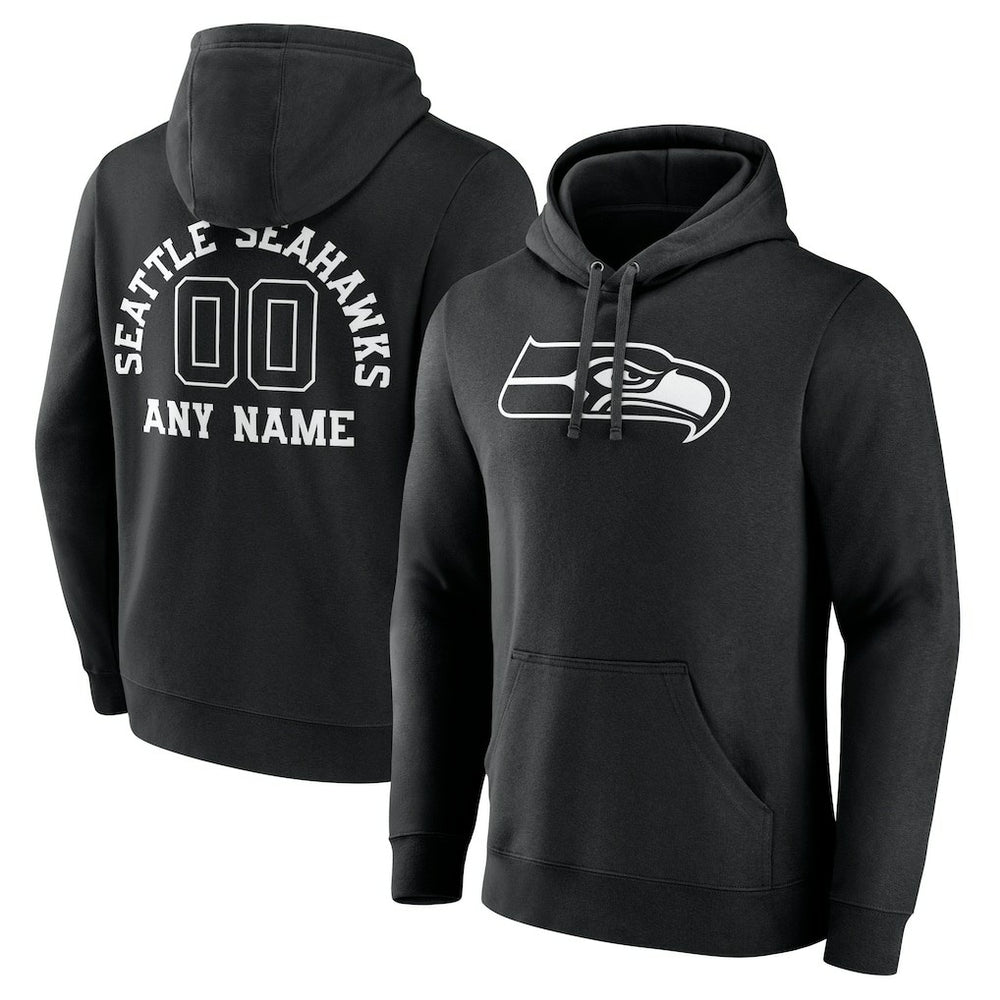 Seattle Seahawks Personalized Name & Number Pullover Hoodie Black - NFL