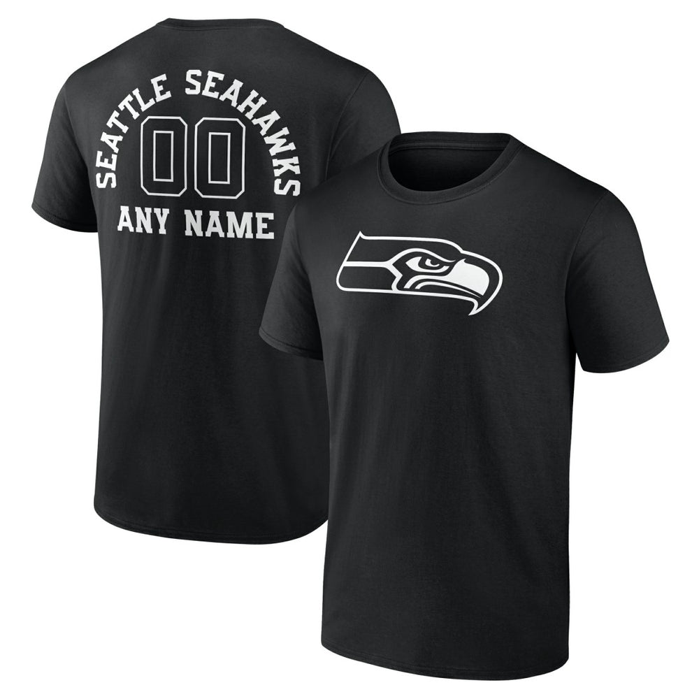 Seattle Seahawks Personalized Name & Number Monochrome T-Shirt Black - NFL