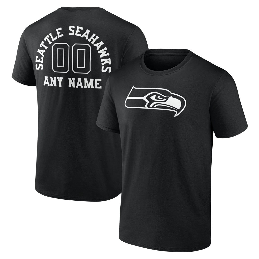 Seattle Seahawks Personalized Name & Number Monochrome T-Shirt Black - NFL