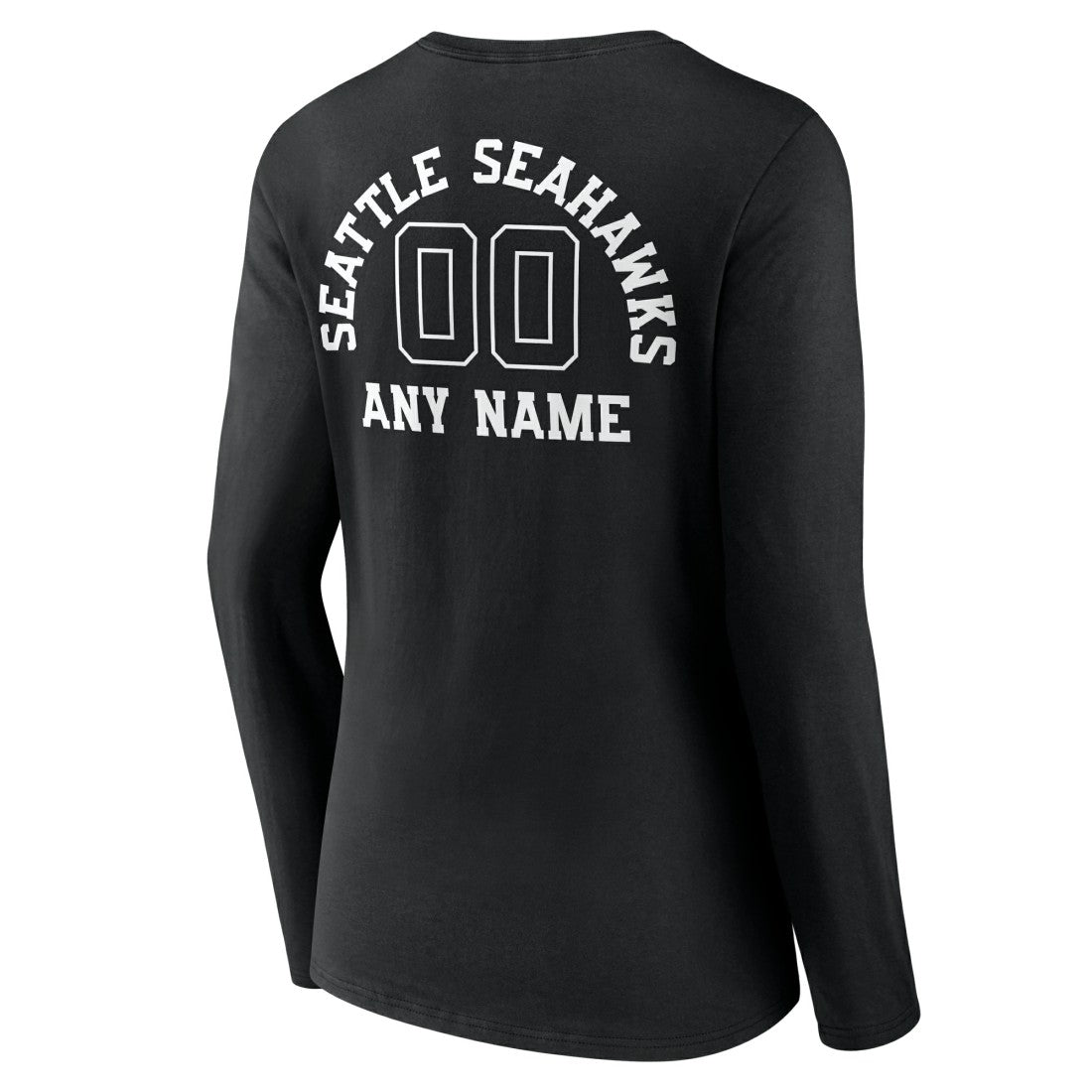 Seattle Seahawks Women's Personalized Name & Number Monochrome Long Sleeve V-Neck T-Shirt Black - NFL