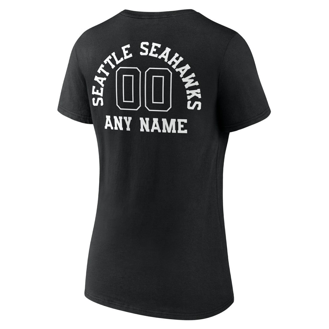 Seattle Seahawks Women's Personalized Name & Number Monochrome V-Neck T-Shirt Black - NFL
