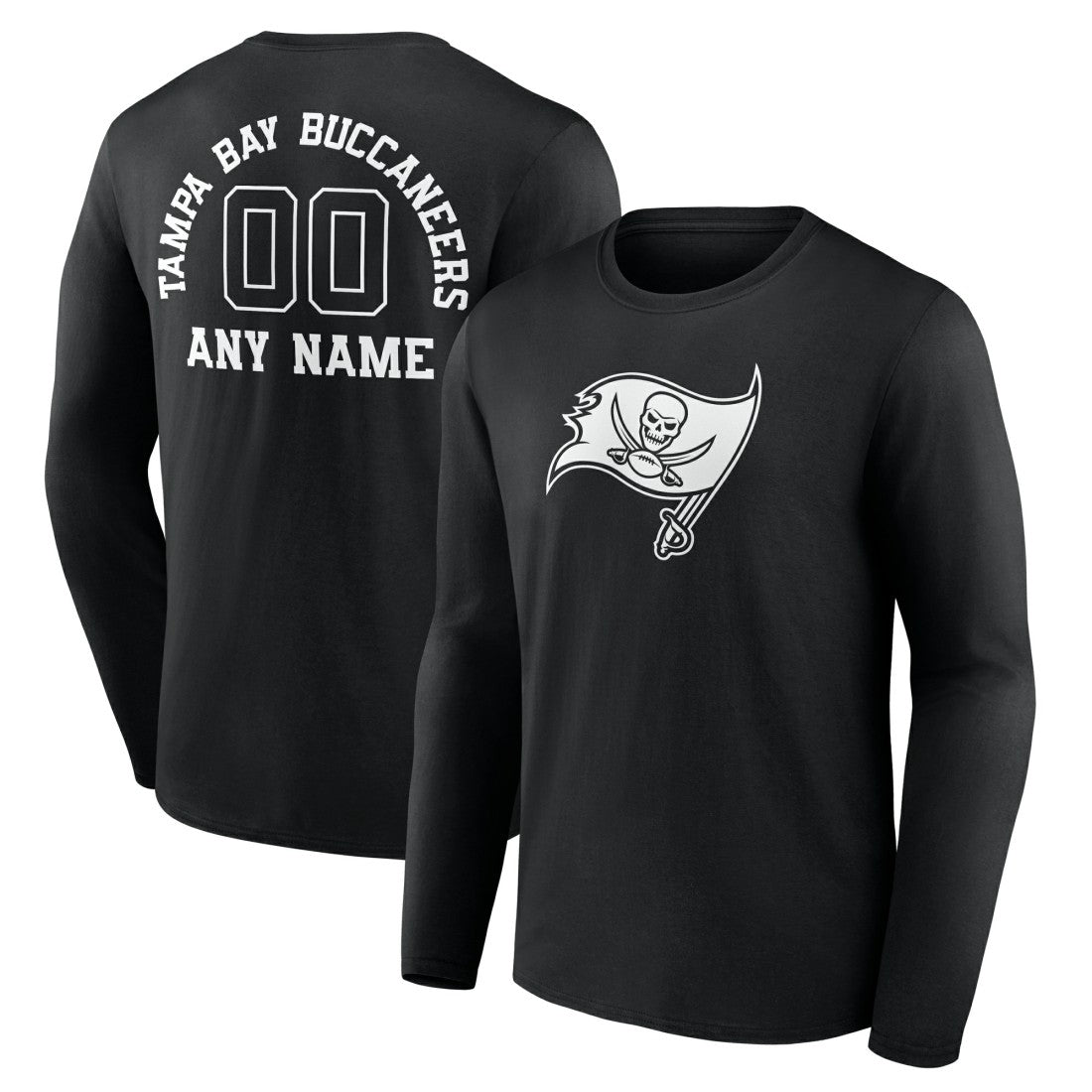 Tampa Bay Buccaneers Personalized Name & Number Monochrome Long Sleeve T-Shirt Black - NFL