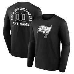 Tampa Bay Buccaneers Personalized Name & Number Monochrome Long Sleeve T-Shirt Black - NFL