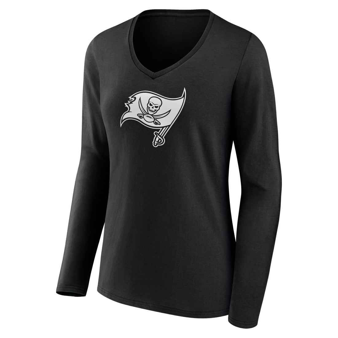 Tampa Bay Buccaneers Women's Personalized Name & Number Monochrome Long Sleeve V-Neck T-Shirt Black - NFL