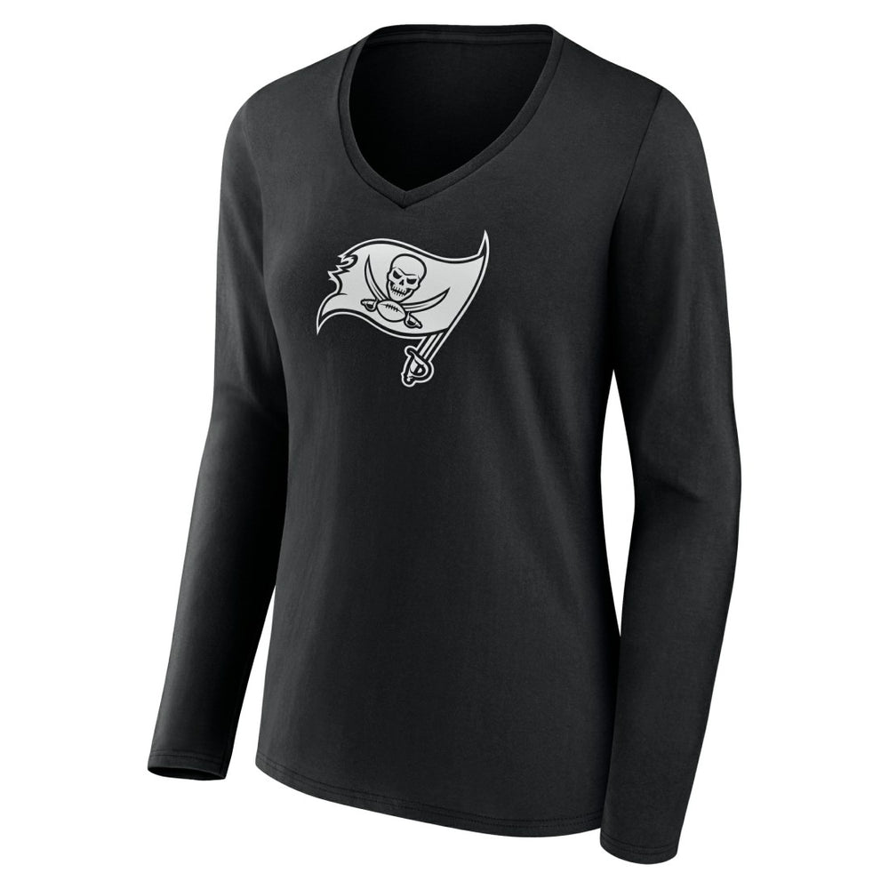 Tampa Bay Buccaneers Women's Personalized Name & Number Monochrome Long Sleeve V-Neck T-Shirt Black - NFL