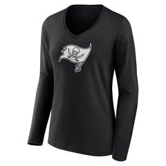 Tampa Bay Buccaneers Women's Personalized Name & Number Monochrome Long Sleeve V-Neck T-Shirt Black - NFL