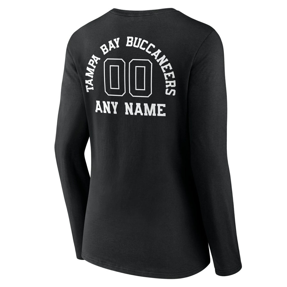 Tampa Bay Buccaneers Women's Personalized Name & Number Monochrome Long Sleeve V-Neck T-Shirt Black - NFL
