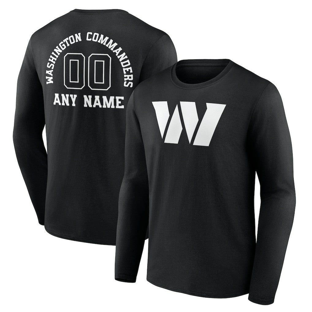 Washington Commanders Personalized Name & Number Monochrome Long Sleeve T-Shirt Black - NFL