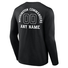 Washington Commanders Personalized Name & Number Monochrome Long Sleeve T-Shirt Black - NFL