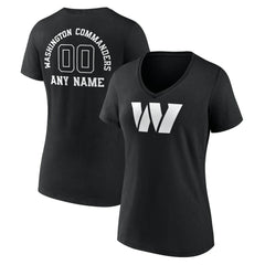 Washington Commanders Women's Personalized Name & Number Monochrome V-Neck T-Shirt Black - NFL