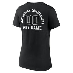 Washington Commanders Women's Personalized Name & Number Monochrome V-Neck T-Shirt Black - NFL