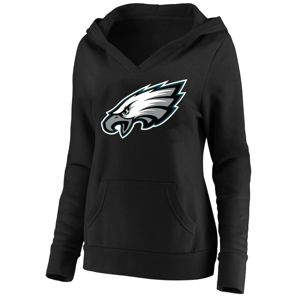 Philadelphia Eagles Women's Plus Size V-Neck Pullover Hoodie Black - Fanatics