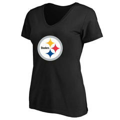 Pittsburgh Steelers Women's Plus Size V-Neck T-Shirt Black - Fanatics