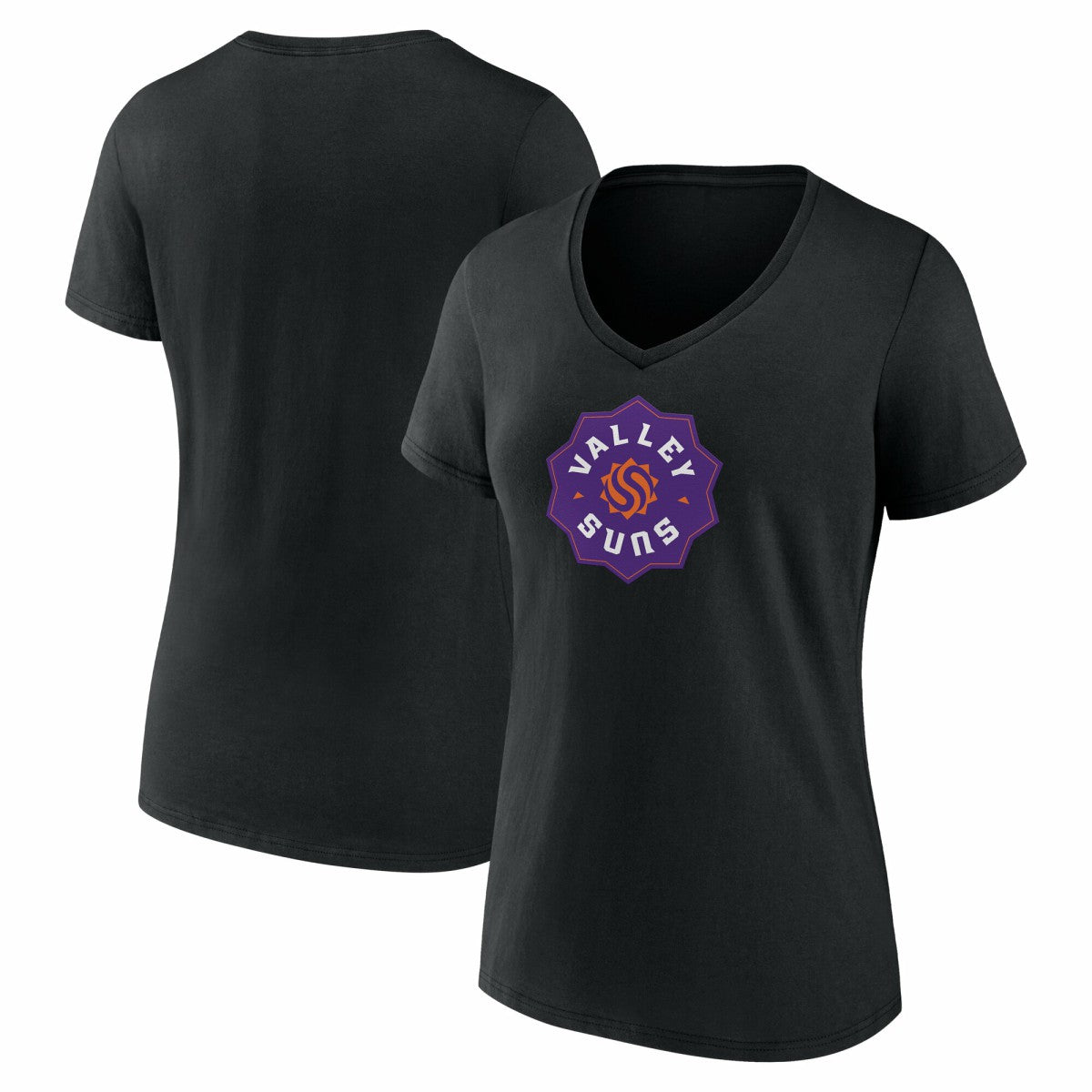 NBA - Valley Suns Women's Primary Logo V-Neck T-Shirt - Black