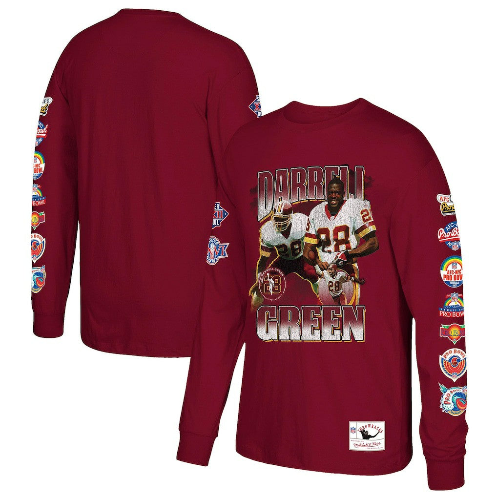 Darrell Green Washington Commanders Player Graphic Long Sleeve T-Shirt Burgundy - Mitchell & Ness