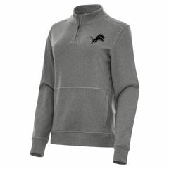 Detroit Lions Antigua Women's Crush Quarter-Zip Top Heather Black - NFL
