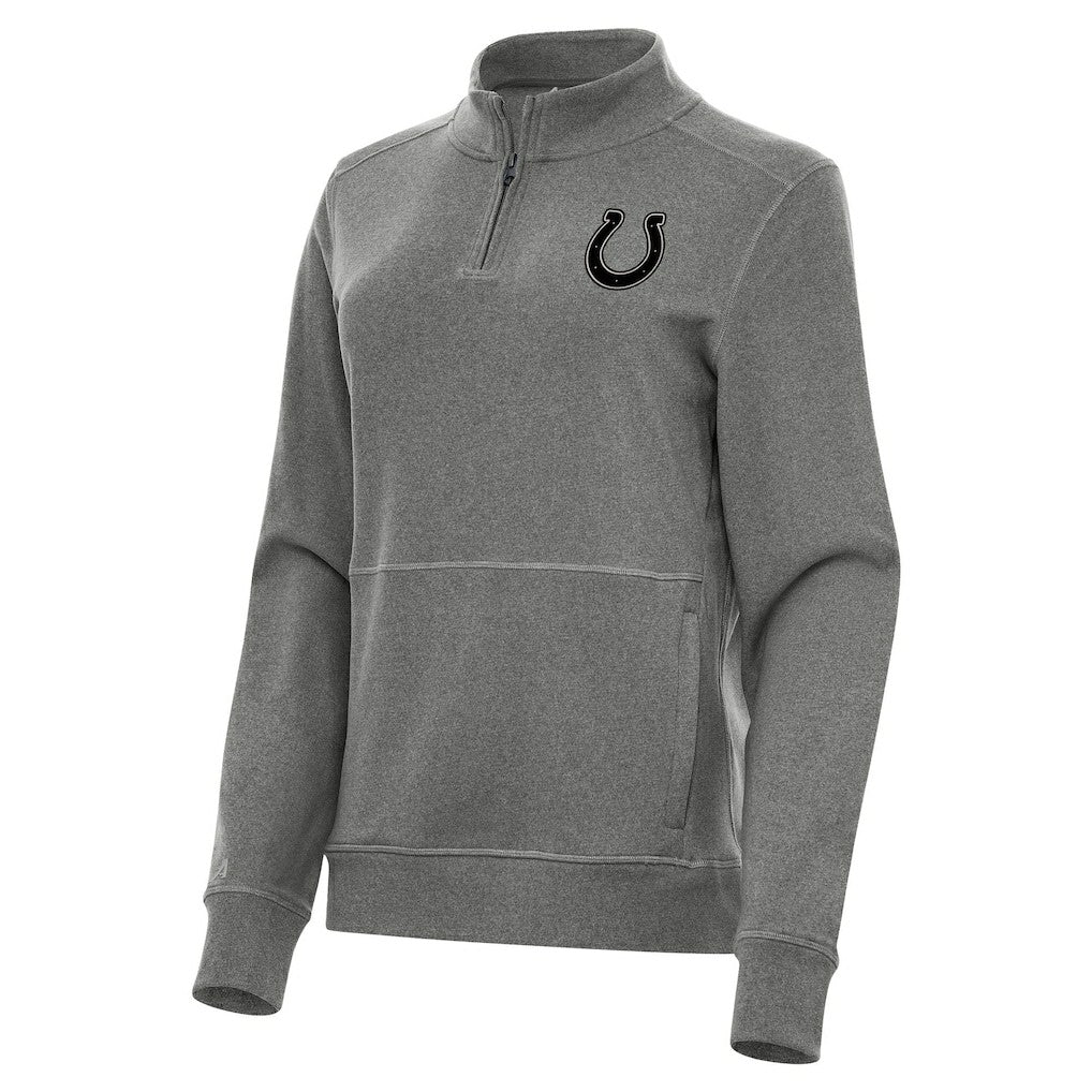 Indianapolis Colts Antigua Women's Crush Quarter-Zip Top Heather Black - NFL