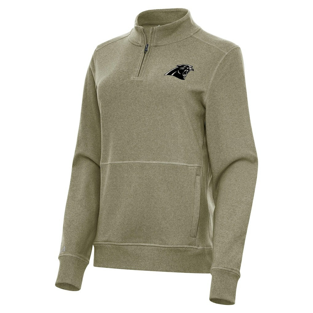Carolina Panthers Antigua Women's Crush Quarter-Zip Top Olive - NFL