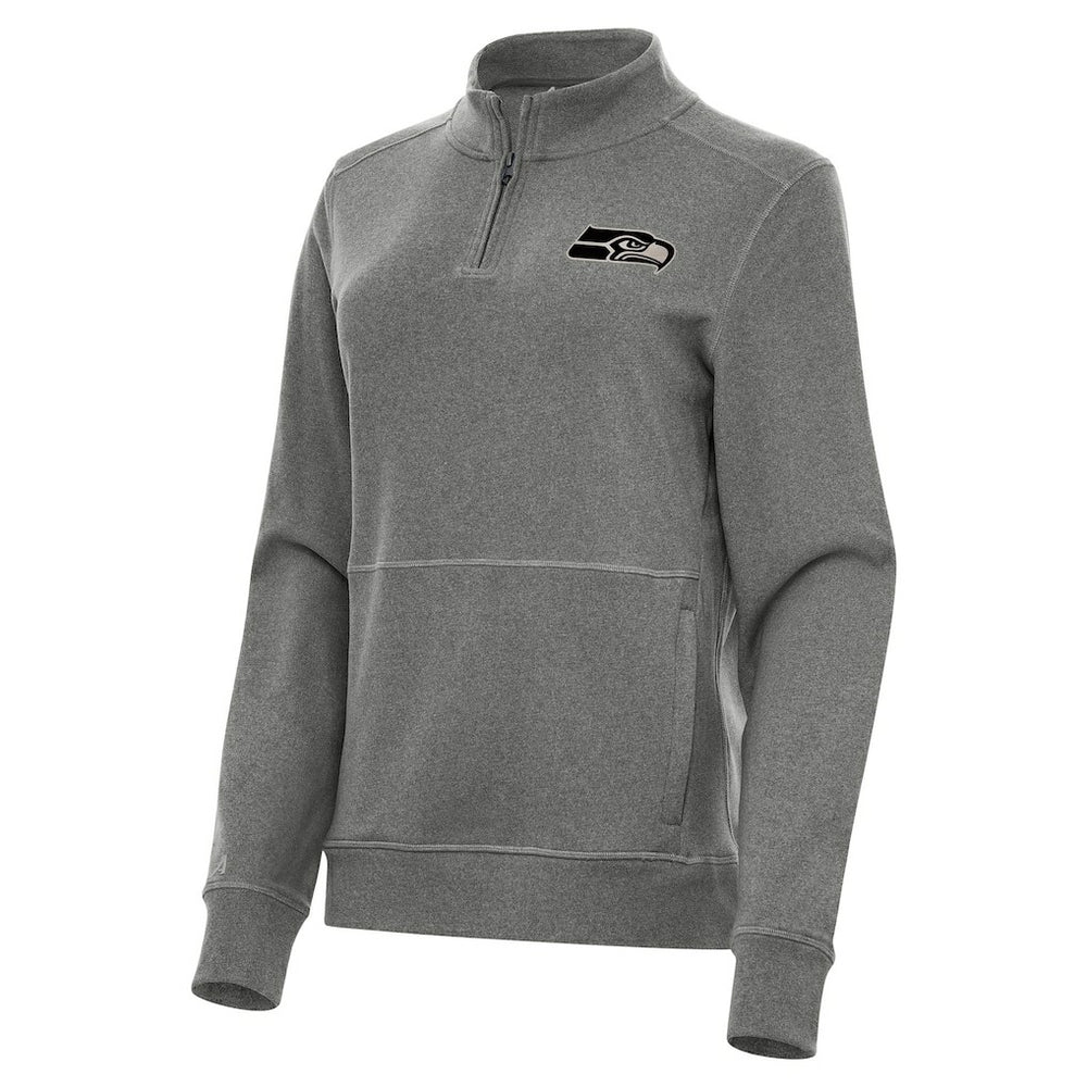 Seattle Seahawks Antigua Women's Crush Quarter-Zip Top Heather Black - NFL