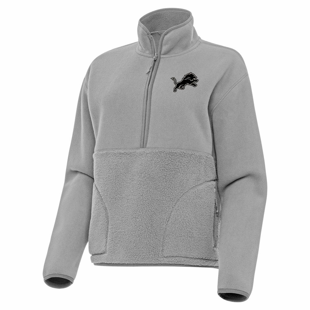Detroit Lions Antigua Women's Brushed Carbon Figure Half-Zip Pullover Sweatshirt – Gray - NFL