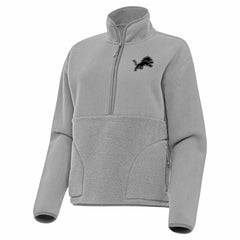 Detroit Lions Antigua Women's Brushed Carbon Figure Half-Zip Pullover Sweatshirt – Gray - NFL