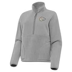 Kansas City Chiefs Antigua Women's Brushed Carbon Figure Half-Zip Pullover Sweatshirt – Gray - NFL