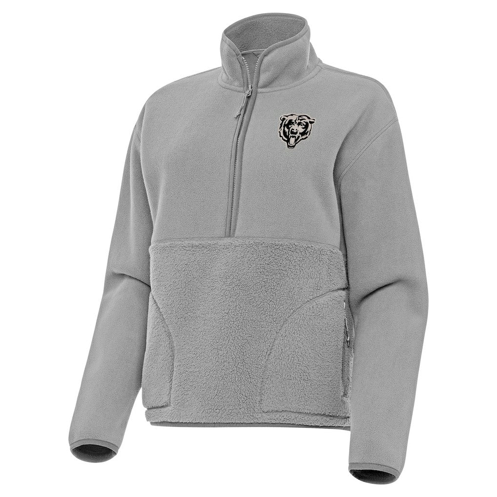 Chicago Bears Antigua Women's Brushed Carbon Figure Half-Zip Pullover Sweatshirt – Gray - NFL