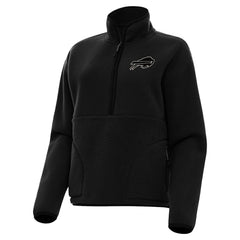 Buffalo Bills Antigua Women's Brushed Carbon Figure Half-Zip Pullover Sweatshirt – Black - NFL