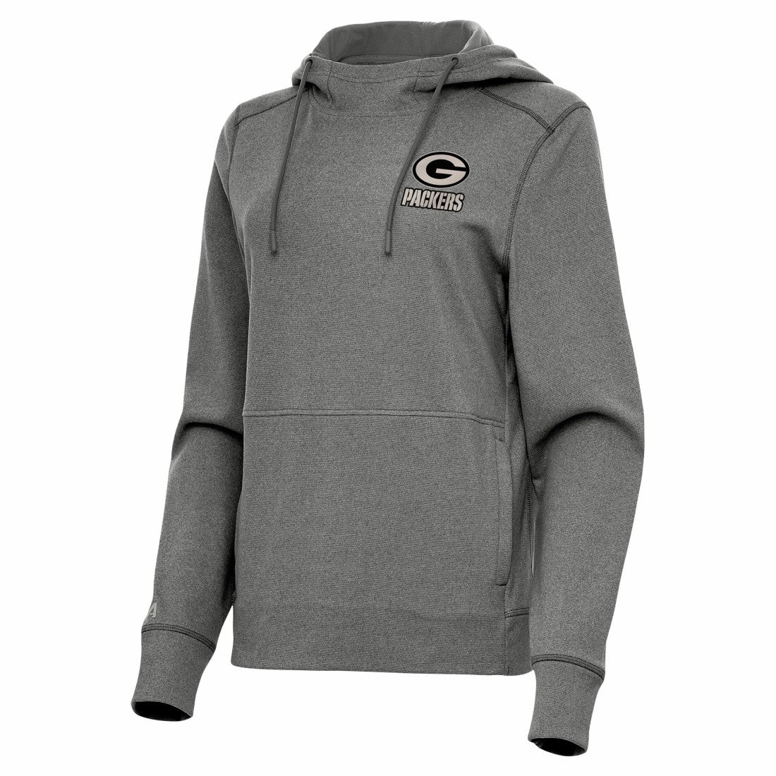 Green Bay Packers Antigua Women's Justice Pullover Hoodie Heather Black - NFL