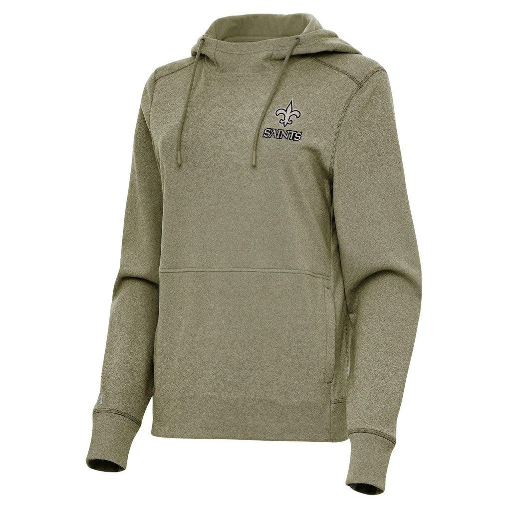 New Orleans Saints Antigua Women's Justice Pullover Hoodie Olive - NFL