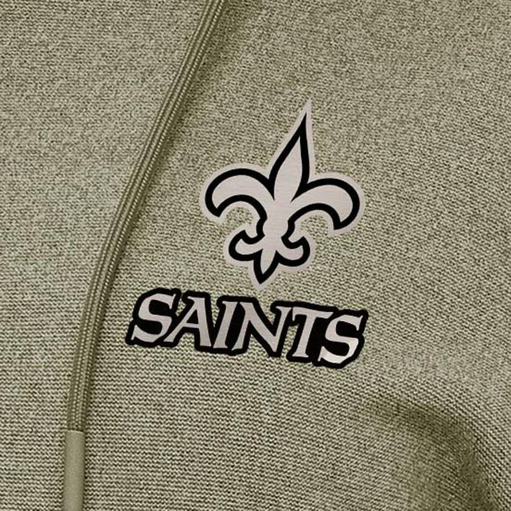 New Orleans Saints Antigua Women's Justice Pullover Hoodie Olive - NFL