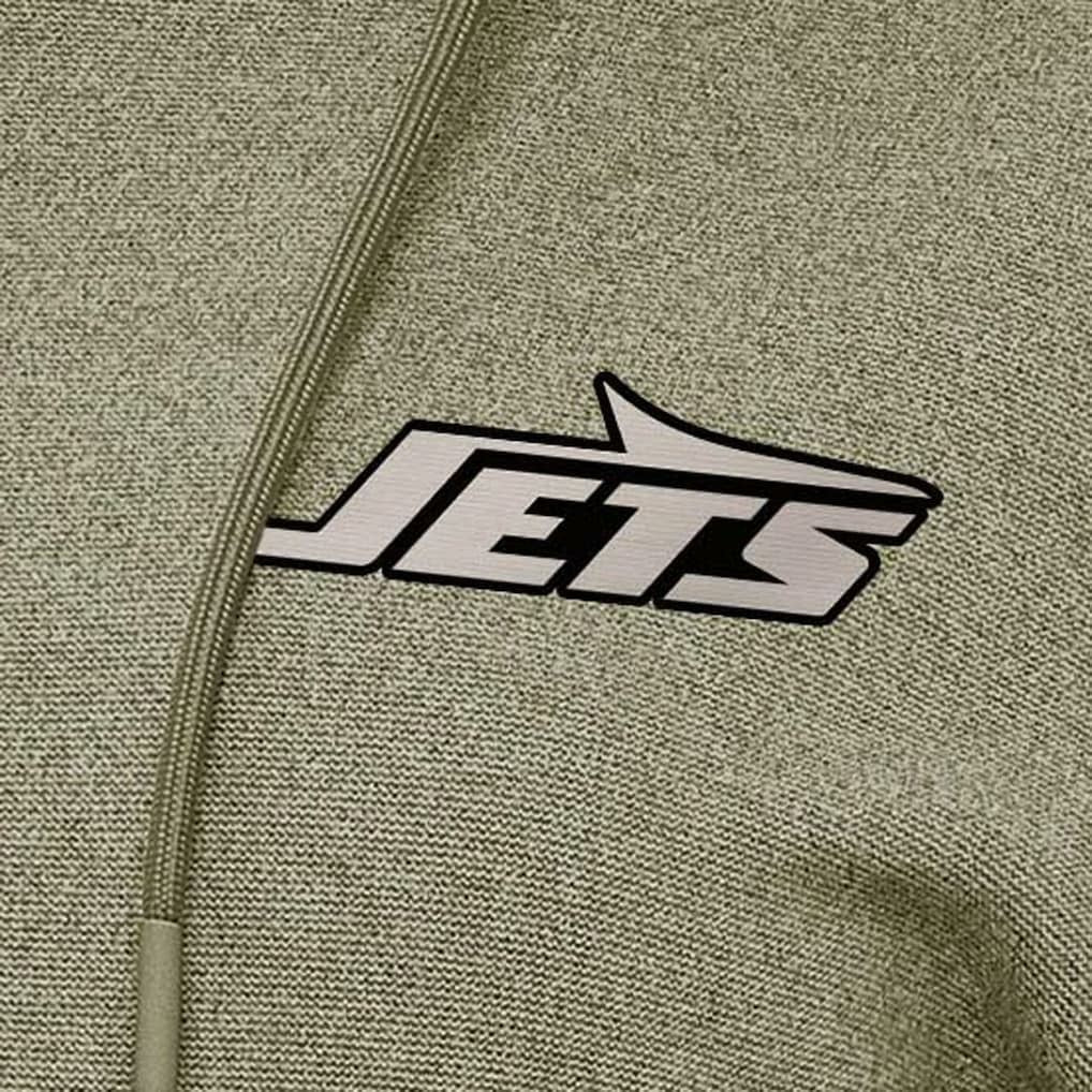 New York Jets Antigua Women's Justice Pullover Hoodie Olive - NFL