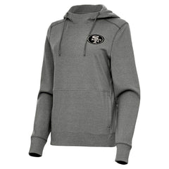 San Francisco 49ers Antigua Women's Justice Pullover Hoodie Heather Black - NFL