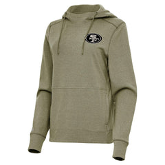 San Francisco 49ers Antigua Women's Justice Pullover Hoodie Olive - NFL