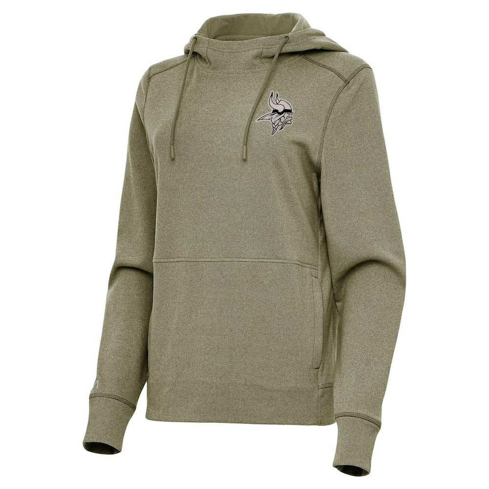 Minnesota Vikings Antigua Women's Justice Pullover Hoodie Olive - NFL