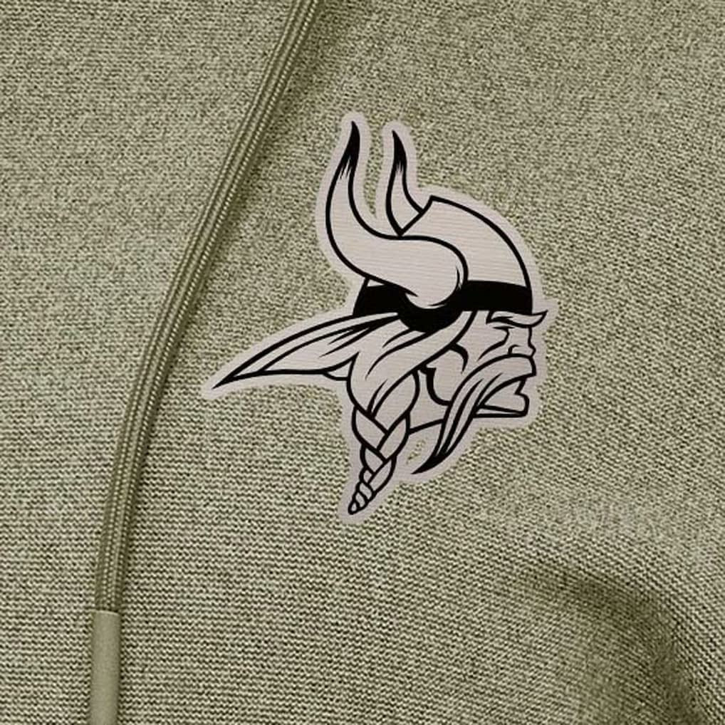 Minnesota Vikings Antigua Women's Justice Pullover Hoodie Olive - NFL