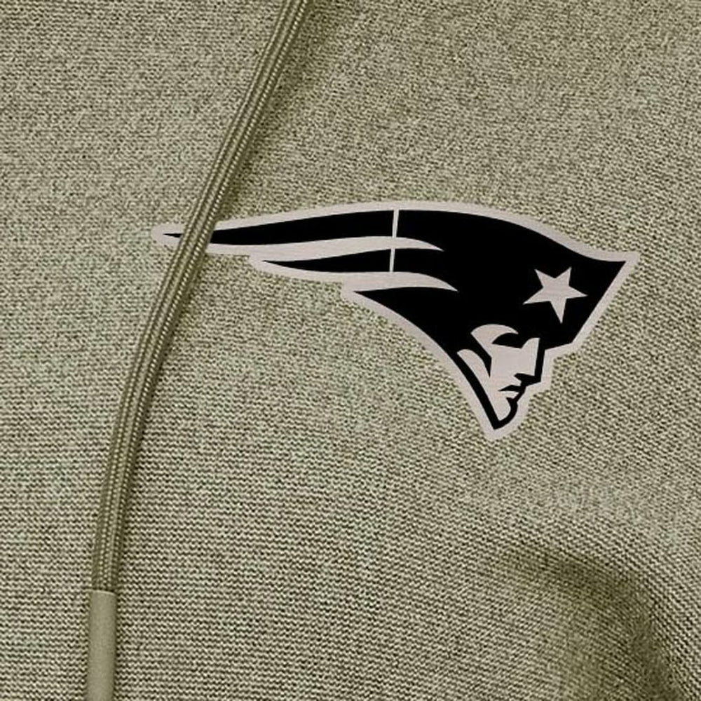 New England Patriots Antigua Women's Justice Pullover Hoodie Olive - NFL
