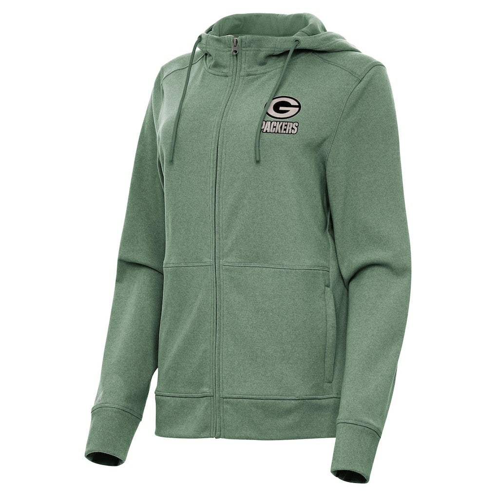 Green Bay Packers Antigua Women's Seeker Full-Zip Hoodie Jacket Hunter Green - NFL
