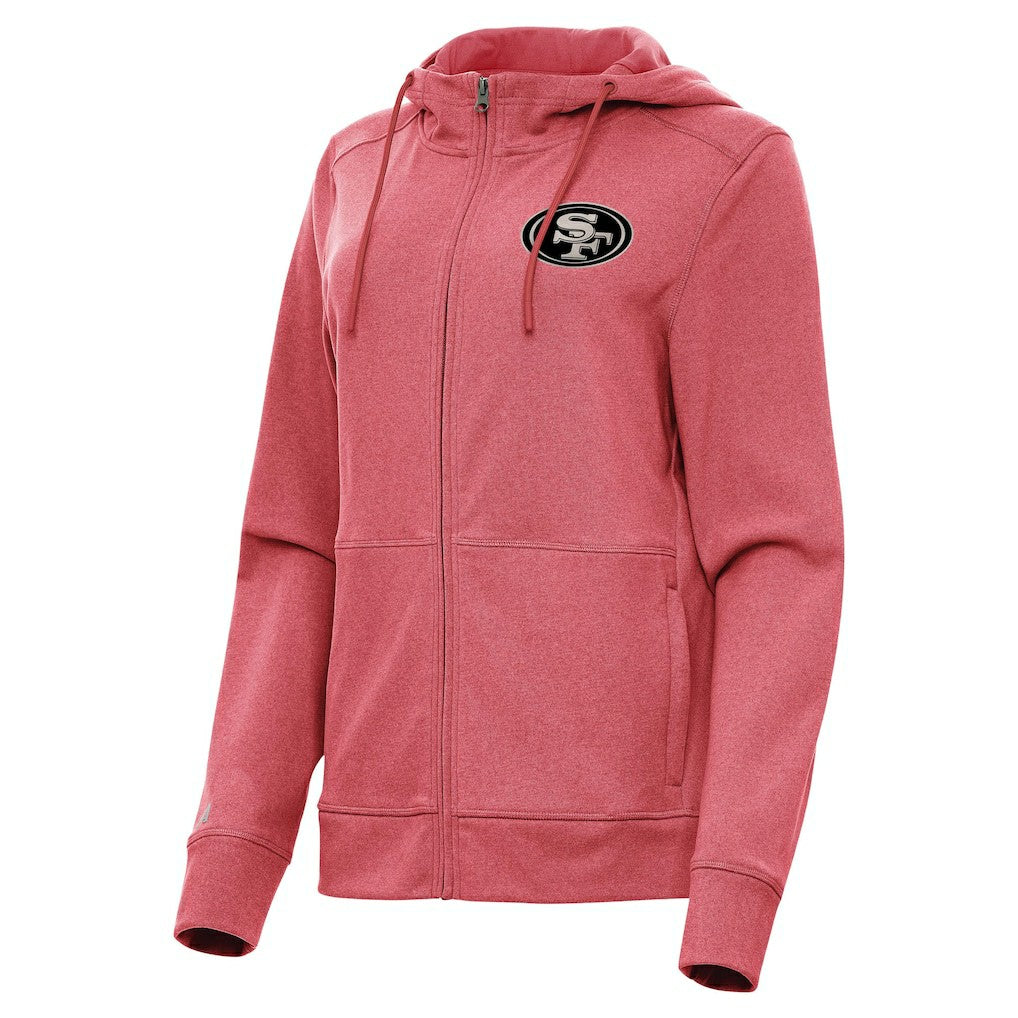 San Francisco 49ers Antigua Women's Seeker Full-Zip Hoodie Jacket Heather Red - NFL