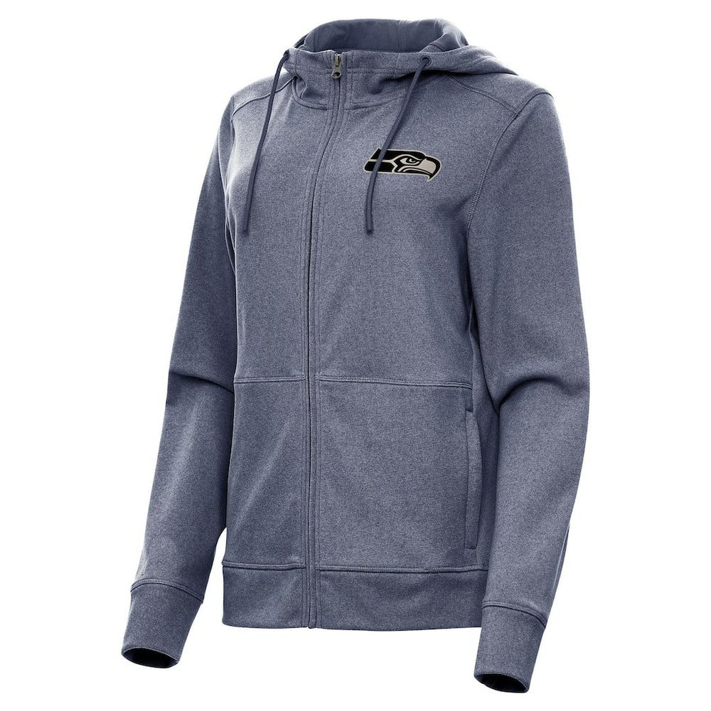 Seattle Seahawks Antigua Women's Seeker Full-Zip Hoodie Jacket Heather College Navy - NFL