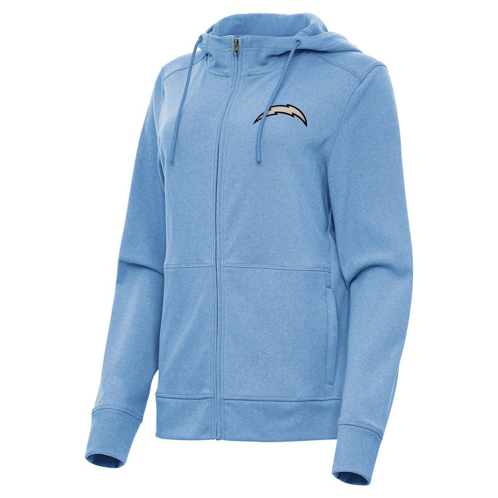 Los Angeles Chargers Antigua Women's Seeker Full-Zip Hoodie Jacket Heather Powder Blue - NFL