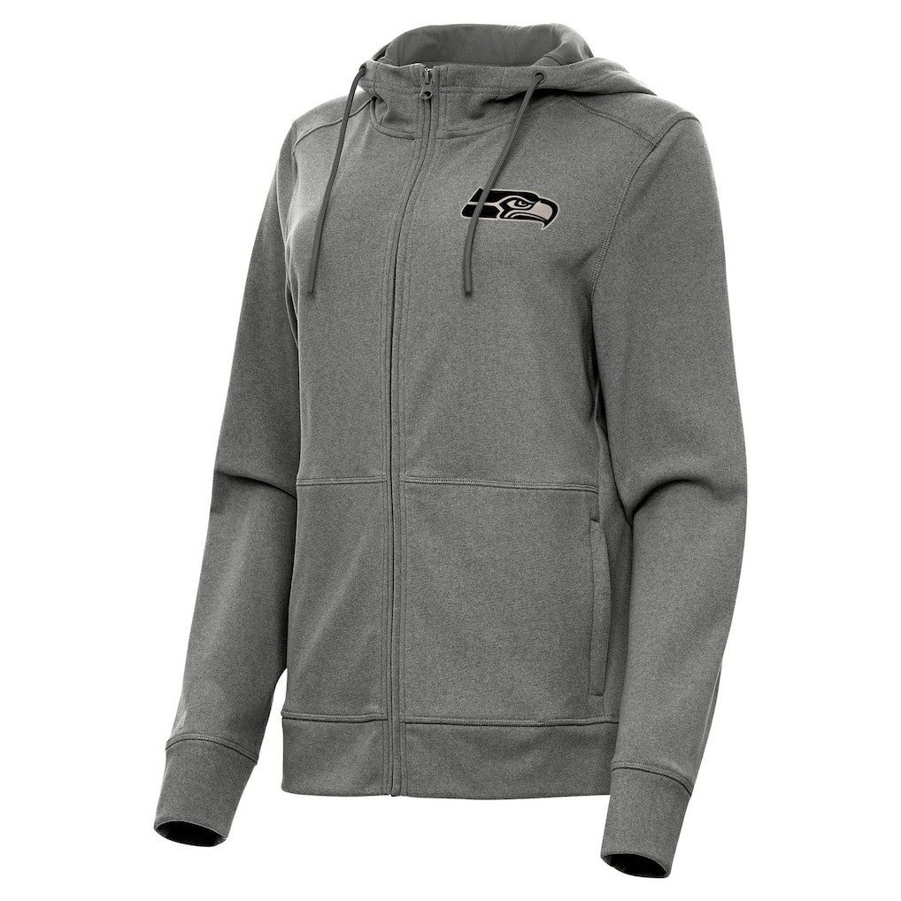 Seattle Seahawks Antigua Women's Seeker Full-Zip Hoodie Jacket Heather Black - NFL