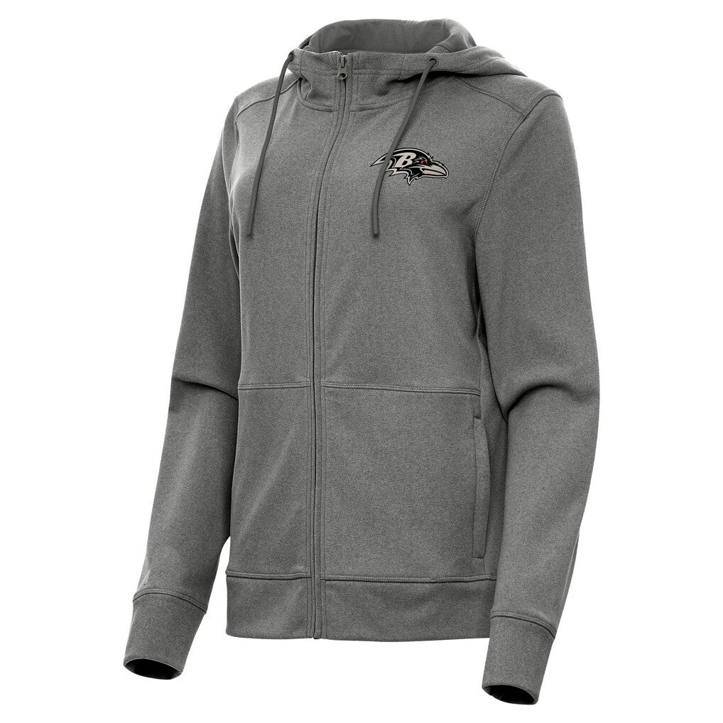 Baltimore Ravens Antigua Women's Seeker Full-Zip Hoodie Jacket Heather Black - NFL