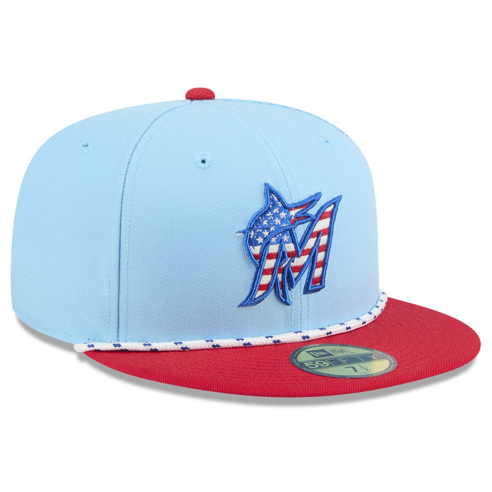 Miami Marlins New Era 2025 Fourth of July 59FIFTY Fitted Hat Clearance