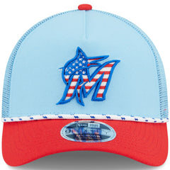Miami Marlins New Era 2025 Fourth of July 9FORTY A-Frame M-Crown Adjustable Trucker Hat Near Me