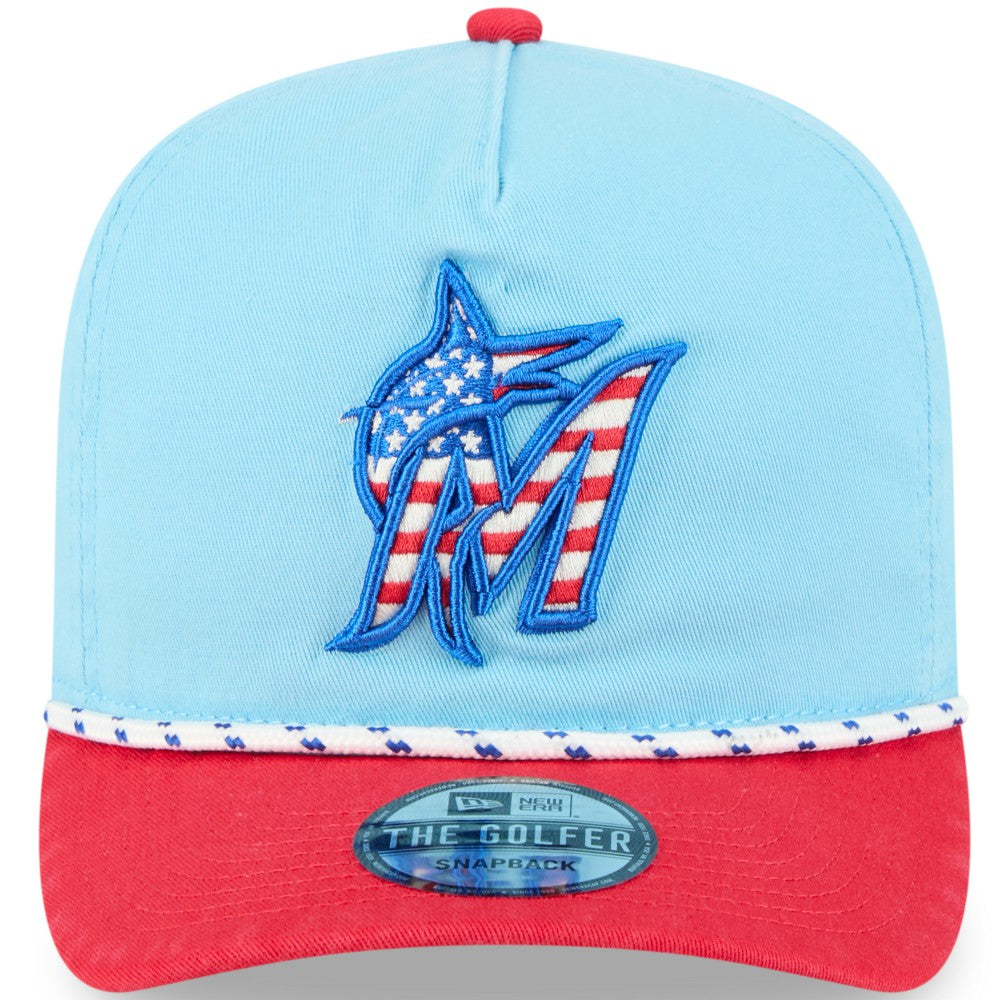 Miami Marlins New Era 2025 Fourth of July Golfer Snapback Hat Clearance