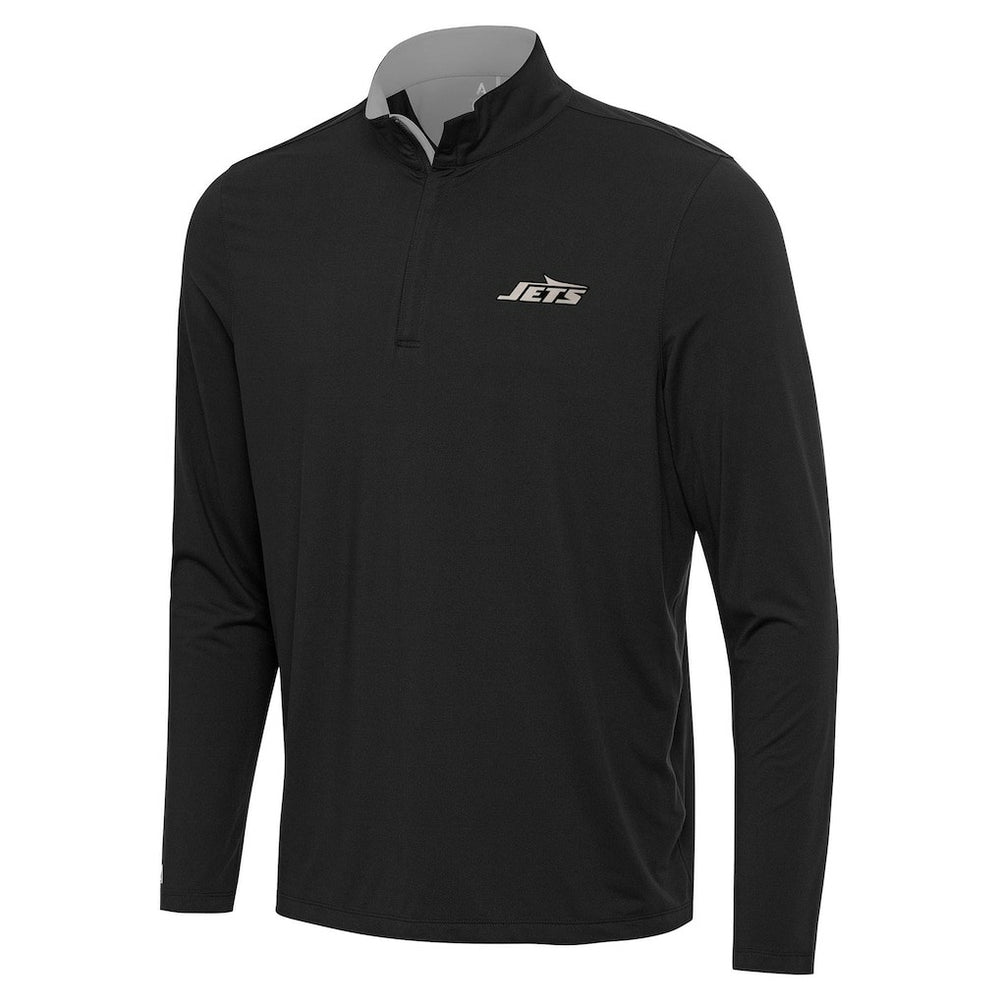 New York Jets Antigua Content Quarter-Zip Pullover Top Black - NFL